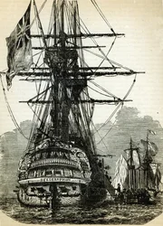 Napoleon ergibt sich Kapitän Maitland im Jahr 1808 an Bord der Bellerophon